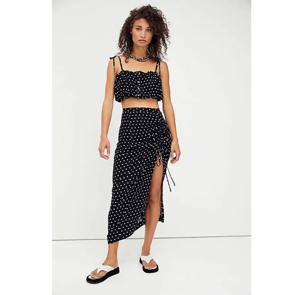 Free People Polka dot Cutie Crossing Crop Top & Skirt Set